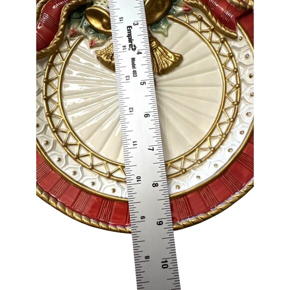 Fitz & Floyd Classics Christmas Plate 9" Red Green Bells Holly Holiday Decor - Picture 6 of 8